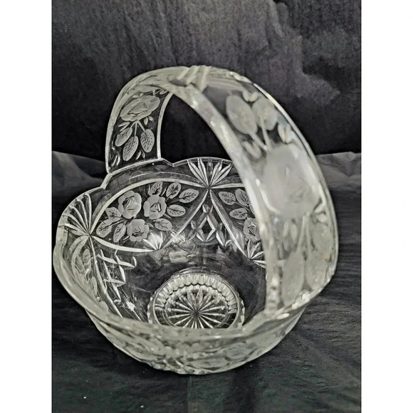 Vintage Fifth Avenue Etched Flower Crystal Glass Bowl Basket  Vintage Fifth Avenue Etched Flower Crystal Tivoli Garden 8 \